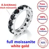 Anelli a grappolo 4 mm Full Black Black Diamond Diamond Donne 925 Anello di moda hip-hop oro argento.