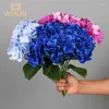 Flores decorativas 5 cabeças Hydrangea seda vermelha rosa artificial Fake Bouquet Flor Arranjos para decoração de casamento em casa