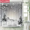 Rideaux de douche monde de neige de glace pour décoration de salle de bain neige joyeux Noël tapis de bain tapis de couvercle de toilette