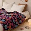 Couvertures couvertures en peluche beaux floraux pour un lit de canapé réversible décoratifs fleurs colorées confortables légères douces douces