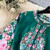 Lässige Kleider elegante Rosenblumenurlaubsrobe Frauen Frühlingssommer -Sommerständer langer Laternenhülle Schleiben Vestidos florale Druckkleidung