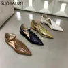 Casual Shoes Suojialun Autumn Brand Women Flat Fashion Point Toe Weave Ladies Britainty Style Heel Laofer