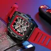 87 MINI FOCUS Brand Domineering Barrel Curved Mirror Hollowed Out Sports Men's Watch 0420G