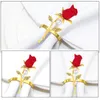 Bordduk 3PCS Rose Flower Servettringar Rings Alloy Party Buckles