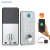 Bloquear Tuya Wi -Fi Smart Door Lock App Controle remoto Impressão digital Biométrica Teclado Código de cartão inteligente digital de Deadbolt trava automática Lock