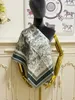 Women's square scarf scarves 100% twill silk material green print letter flowers patten size 90cm -90cm