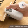 2 in1 Sealing and Cutting Mini Electric Heating Sealing Machine Portable Snack Sealer Hand-pressed USB Rechargeable Food Sealer 240329