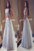 Long Tulle ALine Prom Dresses Two Piece Crystals Beading Sleeveless Full Length 2019 Sexy College Homecoming Party Dress Evening 5968719