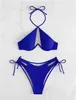 Calco-out Push Up Bikini Solid Swimsuit Women Halter Swimwear Weers Wathing Swimming Swim Abito da nuoto Beachwear 240327