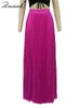 Röcke Znaiml Metallic Maxi Frauen High Taille Split Plissee A-Line Long Rock Geburtstagsfeier Nacht Prom Jupe Longues Y2K Femme