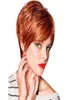 Wig Cut Pixie Cut With Bangs Remy Brésilien Full Machine Fabriqué les tops à cheveux humains pour femme brune Bob 4260468