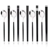 Dinnerware Sets 10Pcs Black Silver Portable Travel Cutlery Set Chopsticks Spoon Stainless Steel Korean Luxury Tableware