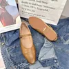 Casual Shoes Johnature 2024 Spring Retro Women Flats Elegant Versatile äkta läder Basspännband