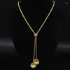 Hänghalsband 2024 mode rostfritt stål blomma av liv halsband för kvinnor guld färg långa smycken acero oxidable joyeria n1520s0