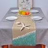 Witamy w Sea Beach Starfish Shell Linen Table Runner Table Dekoracje stolika do mycia stolika jadalnia Wakacyjna wystrój 240325