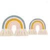 Dekorativa figurer Kids Nursery Room Decor Handgjorda Weaving Rainbow Wall Hang Home Decoration X4ye