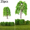 Decorative Flowers Plant Model Tree Toy Greenery Kitchen Layout Plastic Resin Train Railway Willow 25pcs Decoration Display Green Home