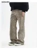 Vintage Leopard Print Jeans Women Spring Overize Casual Hip Pop Wide Leg Trouser Trend High midja Panther Denim Pants Ladies 240321