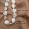 Halsketten 18mm Perle ungewöhnliche Barock -Halskette Halskette weiße Farbe runde Münzform natürliche Süßwasserperlen falten Gesicht 58 cm