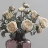 Fleurs décoratives Peony Flower Simulation Silk Fake Floral Bouquet 2 pour Head Home Wedding Party Decoration Arrangement