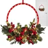 Fleurs décoratives couronne décorations de Noël créatives et chaleureuses artificielles avec boules de minuterie
