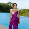 Morden Crystal Evening Dresses For Woman Mermaid Illusion High Neck Light Satin Formal Celebrity Prom Gowns Vestidos De Fiesta 240401