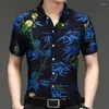 Men's Casual Shirts Summer Flower Animal Pattern Short Sleeved Shirt Top