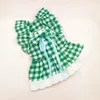 Hundkläder Plaid Print Pet Dress Princess Set med ärmar Kjol Flying Shoulder Clothing Vest Dräkt för hundar söta