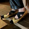 Chaussures décontractées en cuir authentique en cuir noir patchwork patchwork élastique bracelet croix de ballet flats loisir les ballerines confortables douces confortables