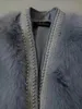 Autunno e inverno Nuova pelliccia di volpe a V-collo femmina Versione coreana Cintura rivettata Haining Fashion Fashion Coat