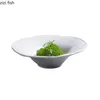 Tigelas tigelas puras brancas de borda irregular cerâmica salada de salada de salada de salada Restaurante Molecular Cozine Specialty Tableware