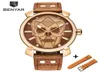 Benyar Neue kreative blaue Schädel Uhren Mens Uhren Set Luxury Fashion Leder Quarz Armbanduhr Uhr Männer Relogio Maskulino5355417