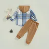 Ensembles de vêtements en bas âge Unisexe Baby Clothes Boys Filles Flanelle Tops Plaid Sweat-shirt Sweat-shirt Sweat Pantal