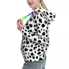 Kvinnors hoodies dalmatiska casual svarta fläckar trycker hajuku huvtröjor hösten långärmad löst överdimensionerad pullover hoodie gåva