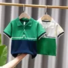 Sommar kortärmad baby pojke skjortor barn polo skjortor bomull barn pojkar färg matchande t-shirt småbarnskläder 240325