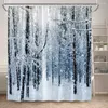 Shower Curtains Winter Forest Cedar Mountain Nature Snowy Landscape Christmas Home Wall Hanging Fabric Bathroom Decor With Hooks
