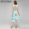 Sukienki swobodne Miuximao 2024 Sukienka jesienna est urocze spaghetti pasek kolorowy kwiat eleganckie niebieskie kobiety kórek vestidos