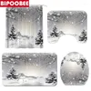 Rideaux de douche monde de neige de glace pour décoration de salle de bain neige joyeux Noël tapis de bain tapis de couvercle de toilette