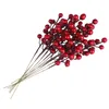 Decorative Flowers 10pcs Christmas Red Berry Pick Artificial Holy Stems Branches DIY Wreath Crafts Holiday Decor ( )