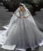 2021 Vestidos de Novia Vintage Luxus weißes Hochzeitskleid Langarm Laut Laken Ballkleid Afrika Plus Größe Muslim Perlen Zuhair Murad B5495289