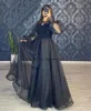 Party Dresses Angelsbridep Black Elegant Formal Prom High Neck Lace Applicants Tulle Evening Dress Puff Sleeves Princess Pageant Clows