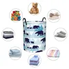 Sacs à linge Panier de pliage Polon Polar ours Mère son enfant avec une poubelle ronde Grand panier pliable Clothes Toy Bucket Organisateur