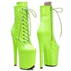 Chaussures de danse Laijianjinxia 20cm / 8 pouces Green Pu Upper High Heel plate-forme Pole Botte