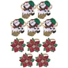 Table Cloth 10pcs Santa Claus Napkin Rings Flower Buckles Banquet Dinner Christmas Decoration