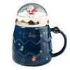 Mugs Cartoon Water Cups Ceramic Creative 500 ml Söta barn Julklappar Milkdrink med Spoon Home Drinkware Tea Cup