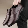 Chaussures décontractées 2024 Cuir authentique printemps pour hommes Lacet Up Oxfords Gentleman's Esty Widding Office Business