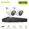 Système Sance 8CH 5MP Poe HD Système de caméra de surveillance vidéo H.264 + NVR avec 2x caméras IP IP Système NVR de sécurité imperméable en plein air
