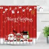 Shower Curtains Red Christmas Fun Cartoon Santa Claus Reindeer Snowman Children Bathroom Curtain Set With Hooks Cloth Home Decor