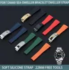 Titta på band 22mm färgglad böjd slut Silikongummi Watchband för roll Rem DBlue 126660 Armband Band Tools6710237