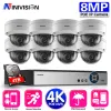 Système 8ch 4k 8MP Poe IP Security Camera System NVR Kit IP66 Dome à l'épreuve des intempéries avec RJ45 Cable Street Home P2P Set de surveillance vidéo